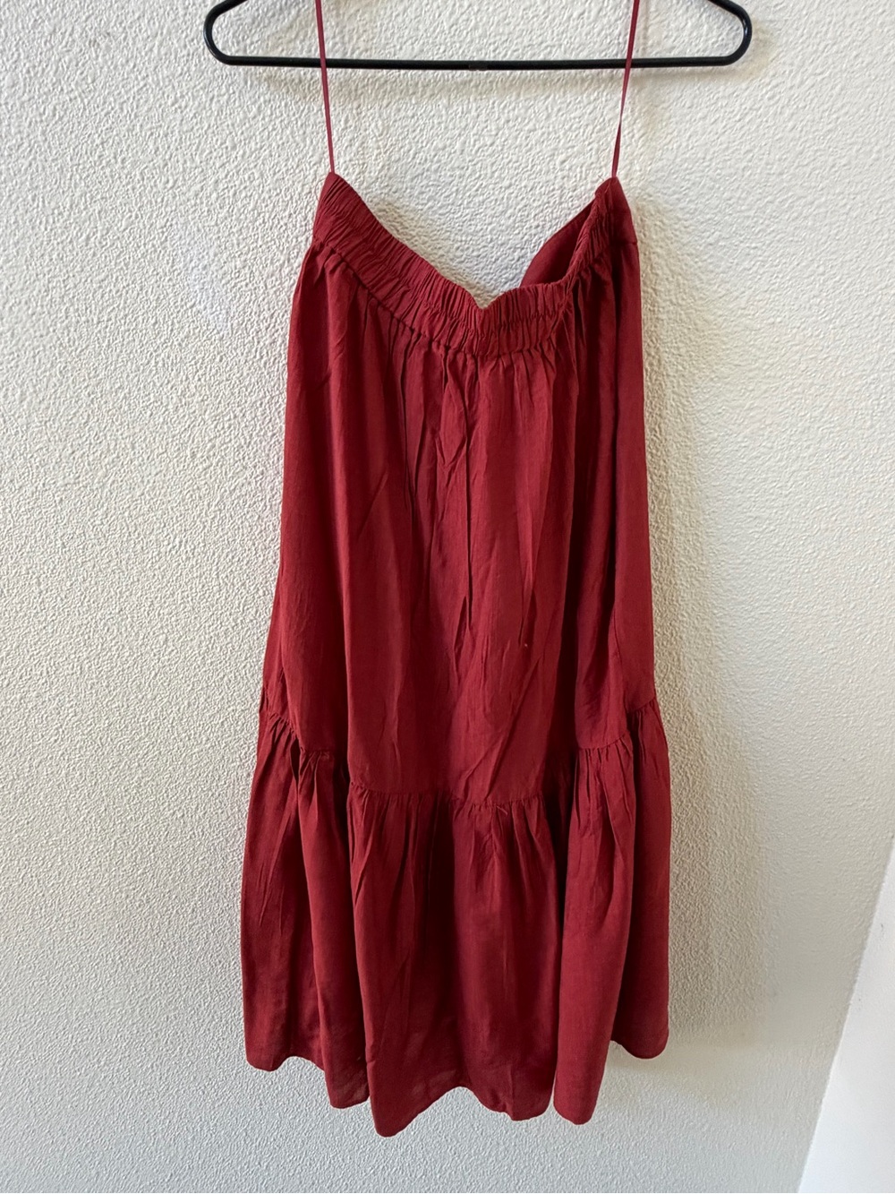 High-Low Ruffle Midi Skirt in Deep Red - Picture 2 of 3